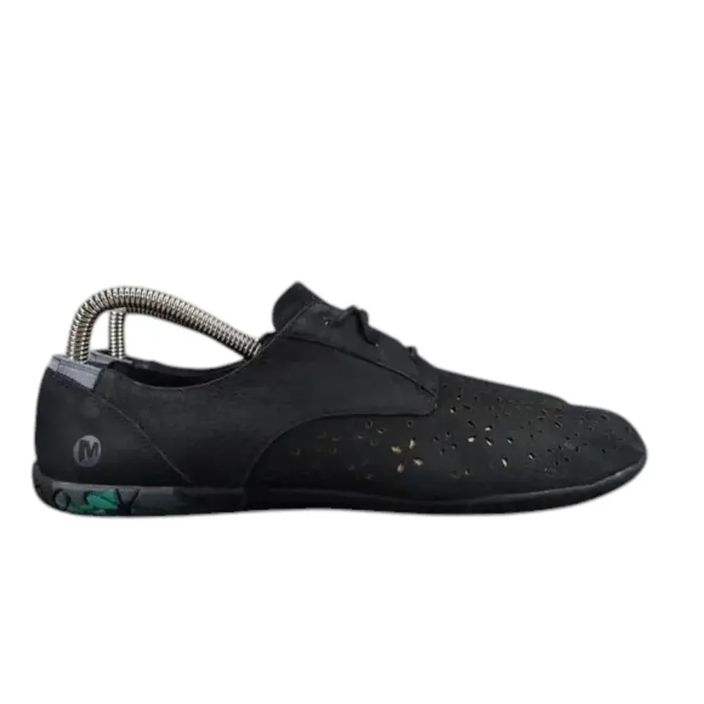 Merrell Shoes Womens 8 Casual Leather Sneakers Black Mimix Maze Eyelet Laser Cut